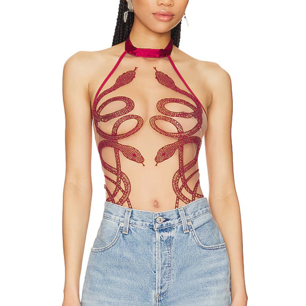 Thistle and Spire Burgundy Snake Bodysuit